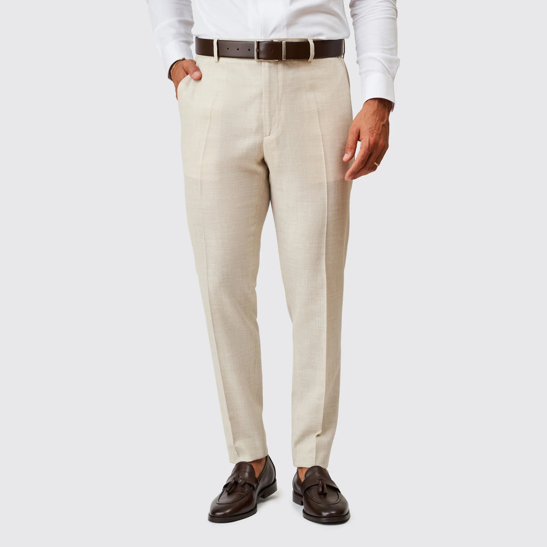 FATO TRESPASSE EM MISTURA DE LINHO BEGE SLIM FIT ZOLF