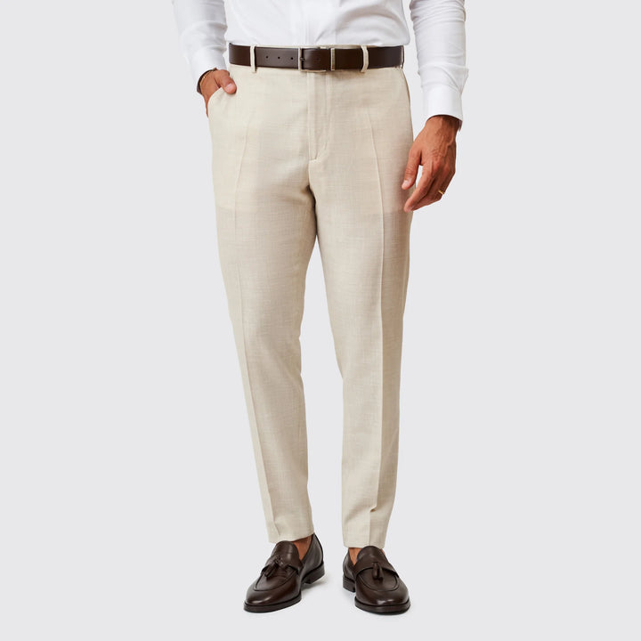 FATO TRESPASSE EM MISTURA DE LINHO BEGE SLIM FIT ZOLF