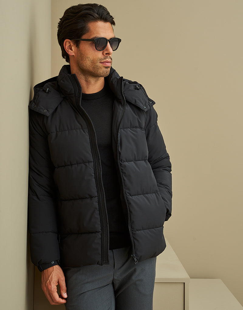 BLUSÃO PUFFER DE CAPUZ PRETO ZOLF