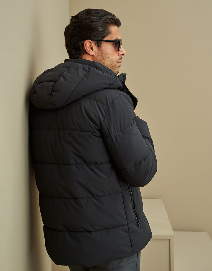 BLUSÃO PUFFER DE CAPUZ PRETO ZOLF