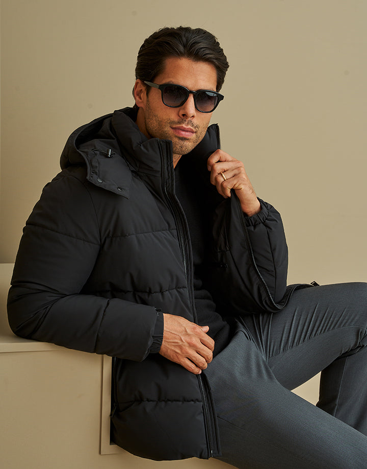 BLUSÃO PUFFER DE CAPUZ PRETO ZOLF