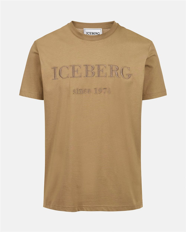 T SHIRT BEGE ESCURO COM LOGOTIPO ICEBERG MEN