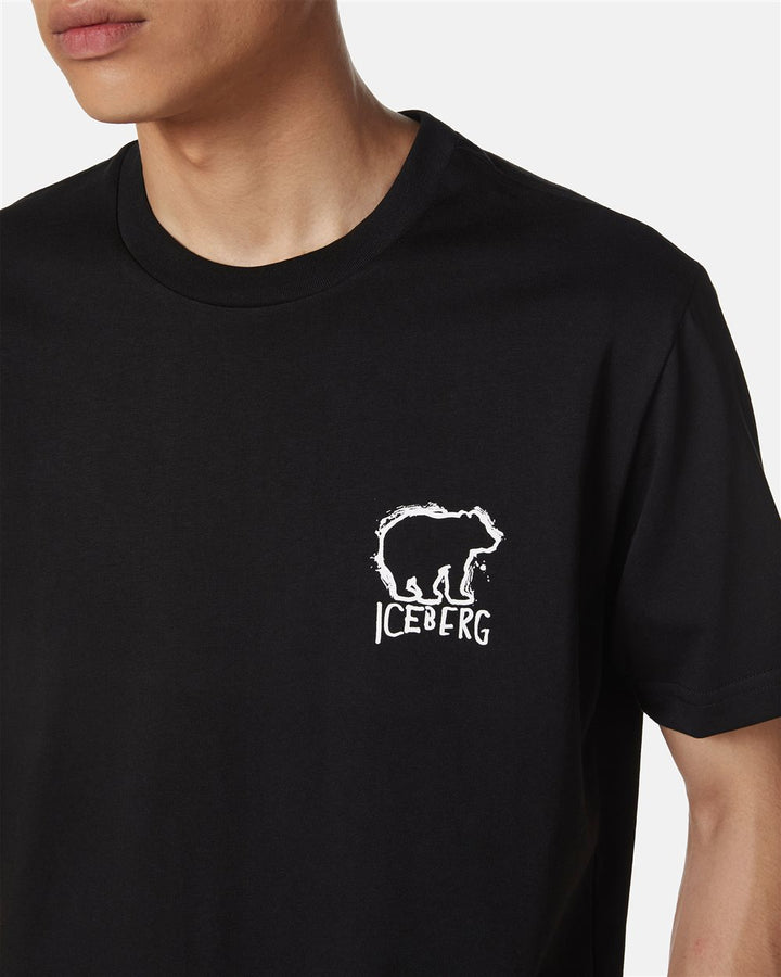 T SHIRT PRETA ESTAMPA URSO ICEBERG MEN