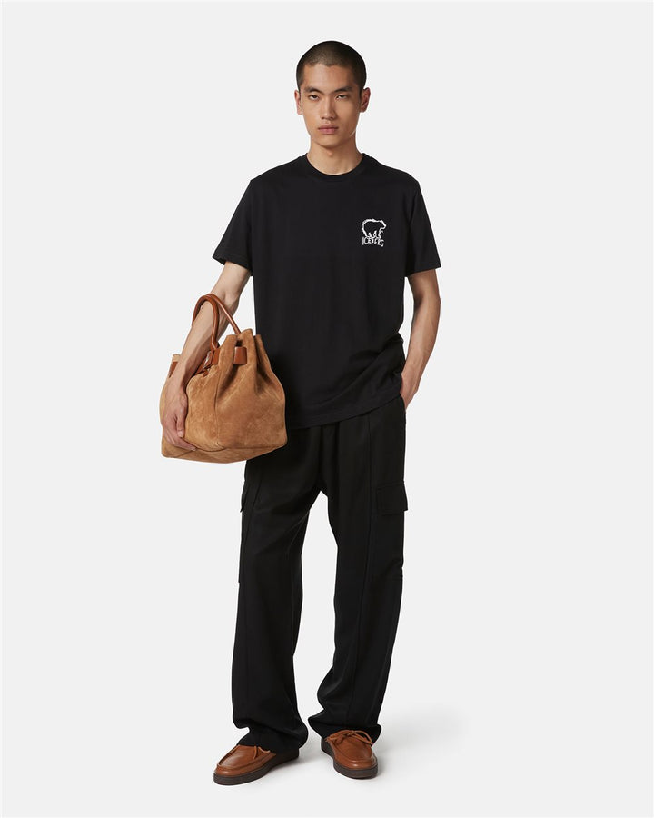 T SHIRT PRETA ESTAMPA URSO ICEBERG MEN