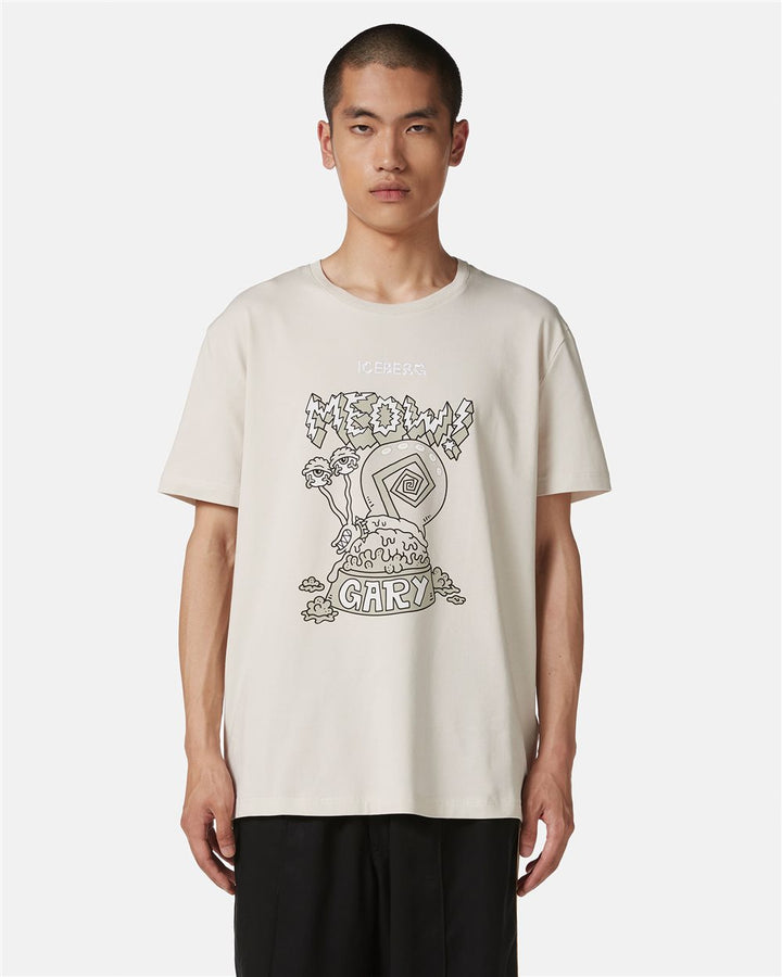 T SHIRT REGULAR BEGE COM ESTAMPA ICEBERG MEN