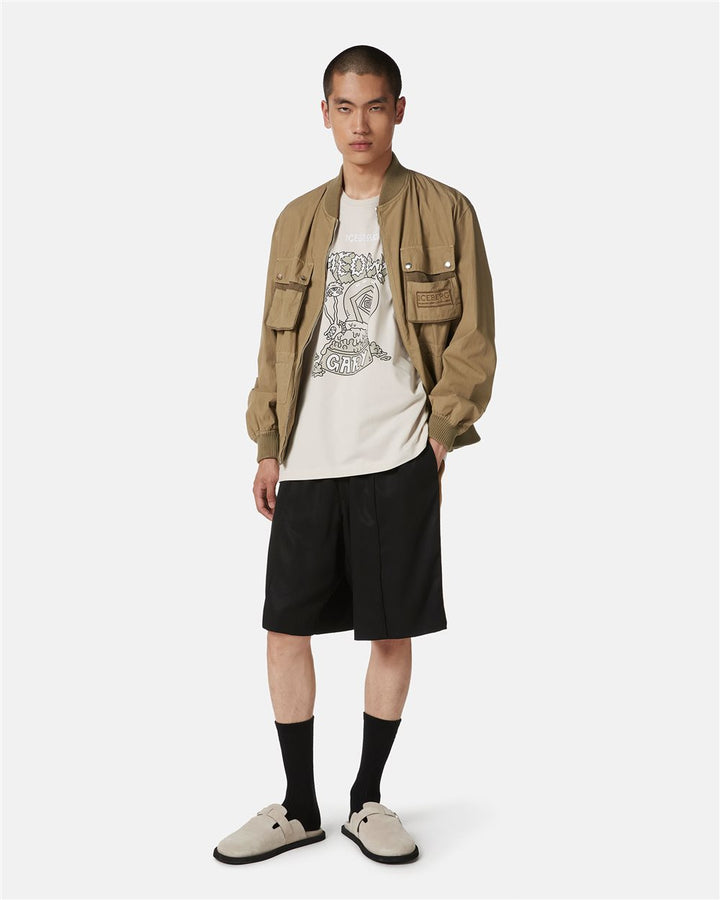 T SHIRT REGULAR BEGE COM ESTAMPA ICEBERG MEN
