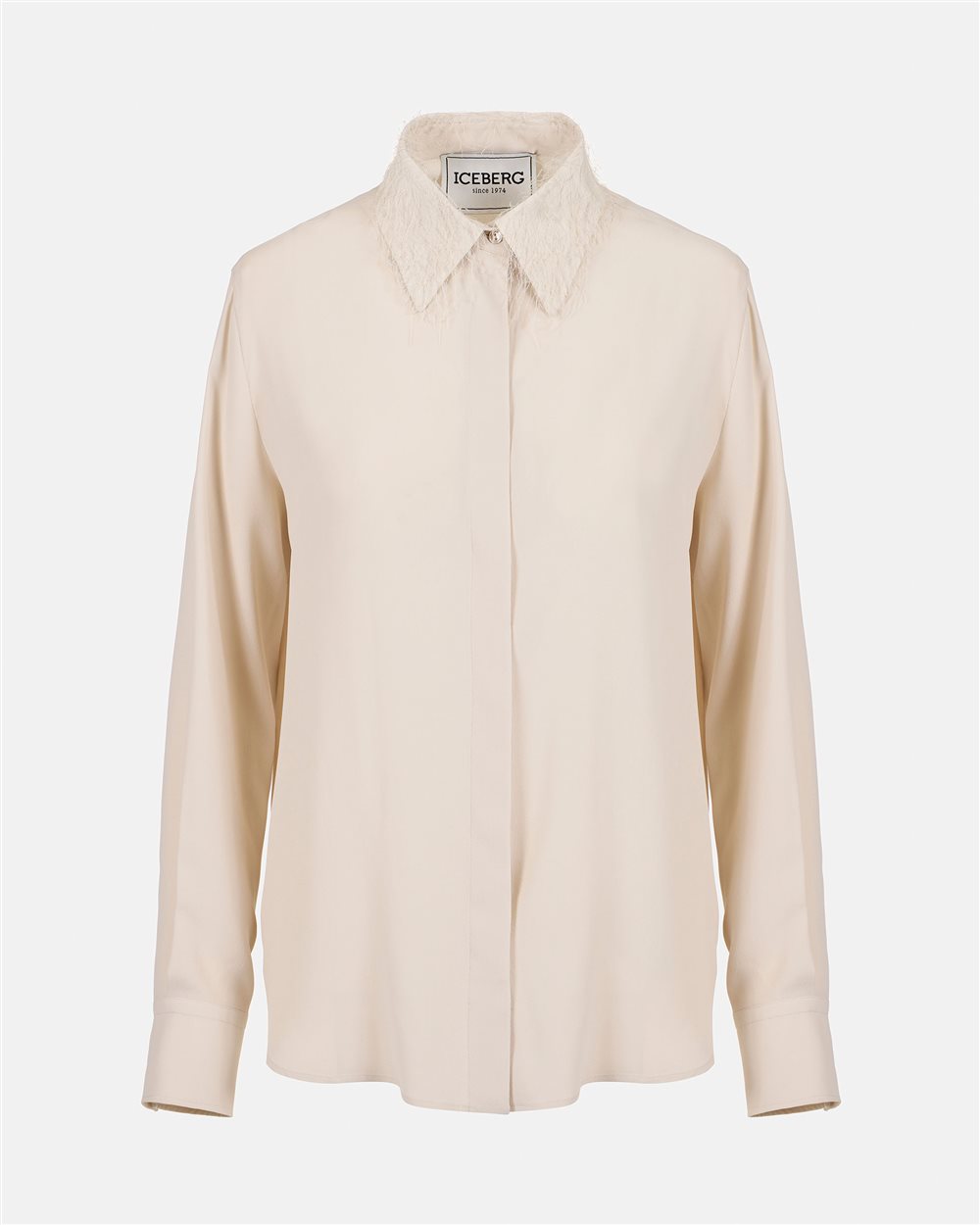 BLUSA EM CREPE CRU DETALHE NA GOLA ICEBERG WOMEN