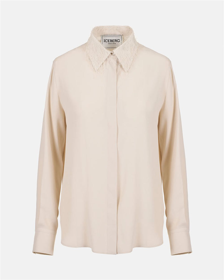 BLUSA EM CREPE CRU DETALHE NA GOLA ICEBERG WOMEN