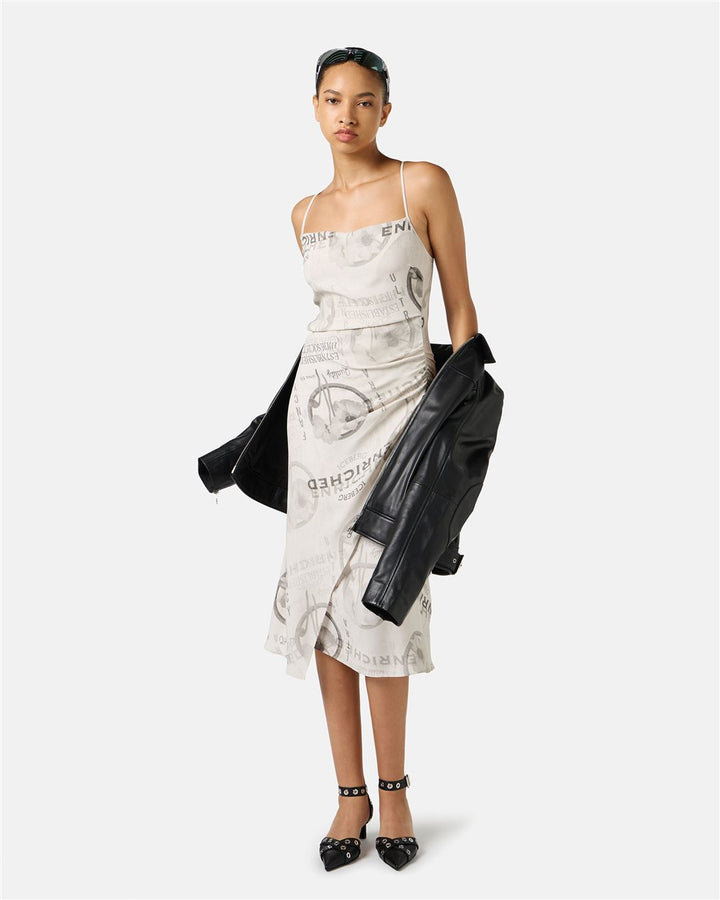 VESTIDO MIDI COM ALÇAS ESTAMPA PADRÃO ICEBERG WOMAN