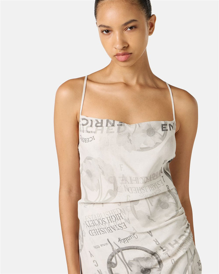 VESTIDO MIDI COM ALÇAS ESTAMPA PADRÃO ICEBERG WOMAN