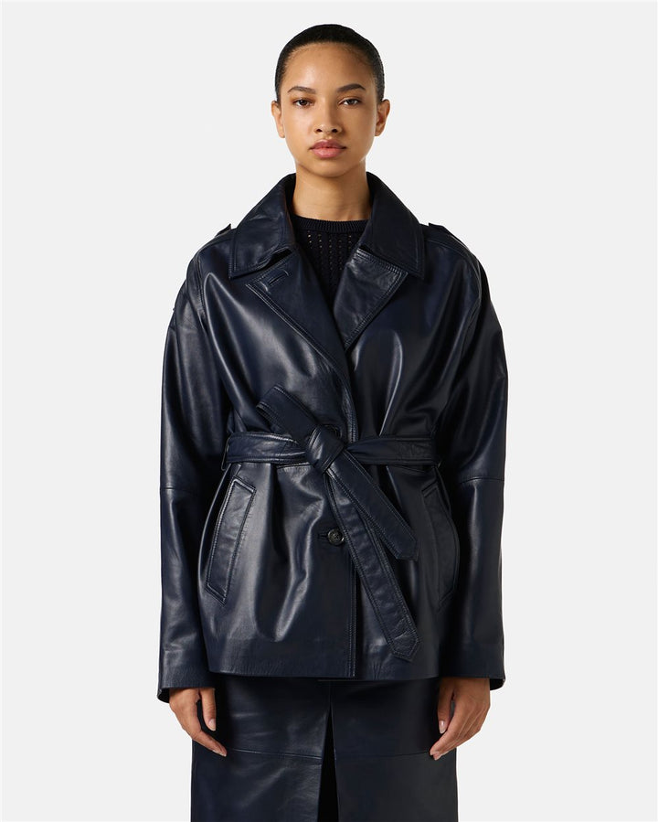 CASACO DE COURO AZUL ICEBERG WOMEN