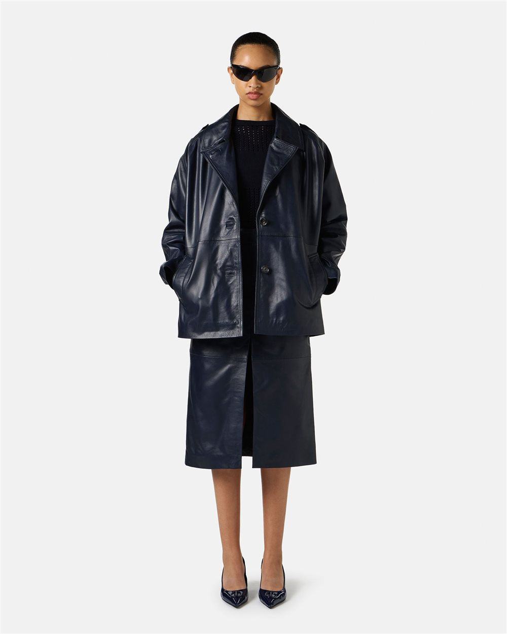 CASACO DE COURO AZUL ICEBERG WOMEN