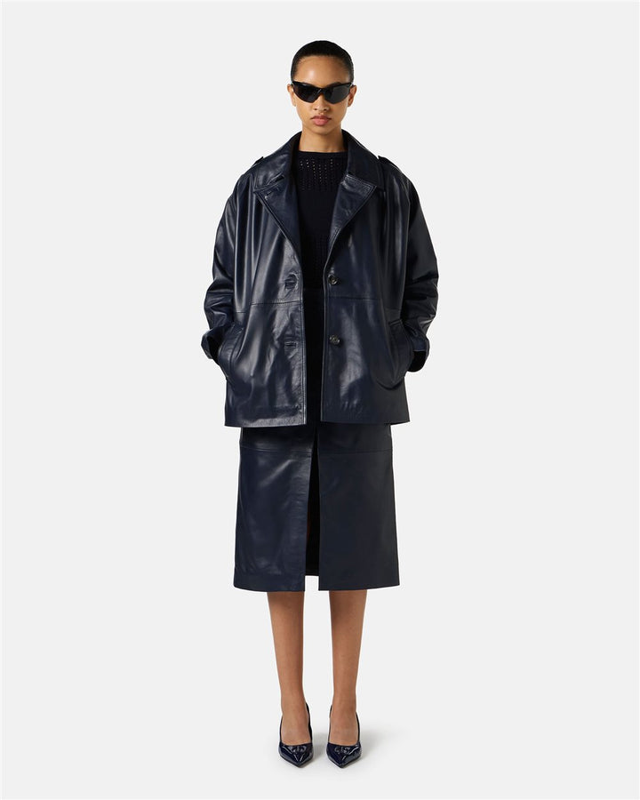 CASACO DE COURO AZUL ICEBERG WOMEN
