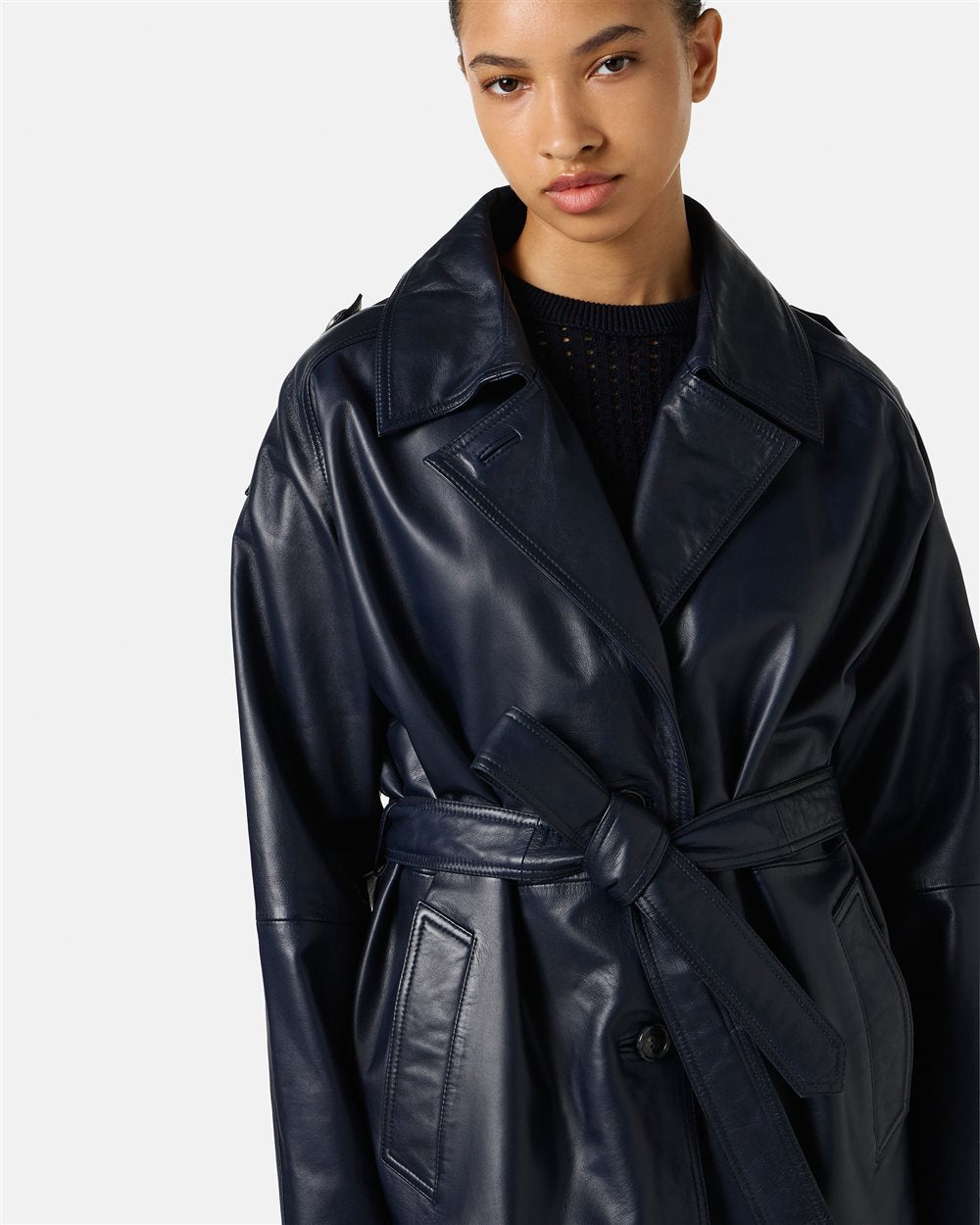 CASACO DE COURO AZUL ICEBERG WOMEN