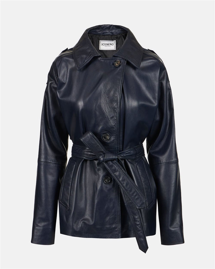 CASACO DE COURO AZUL ICEBERG WOMEN