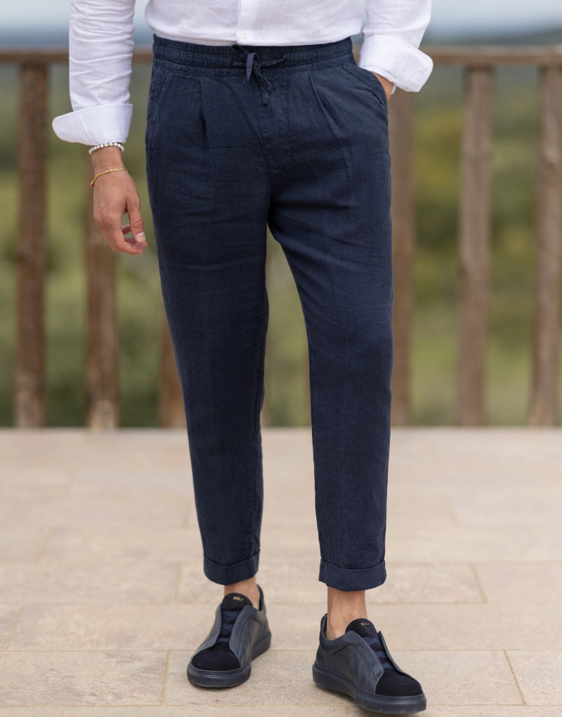 CALÇA DE LINHO AZUL ZOLF