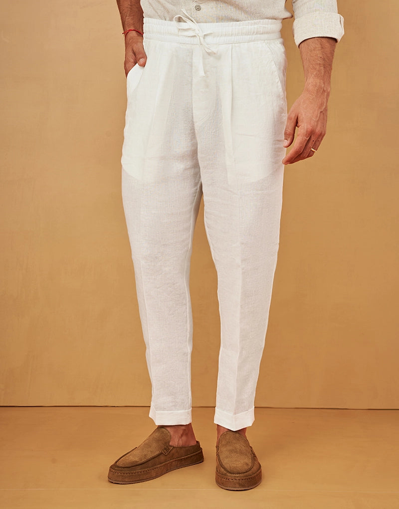 CALÇA DE LINHO OFF-WHITE ZOLF