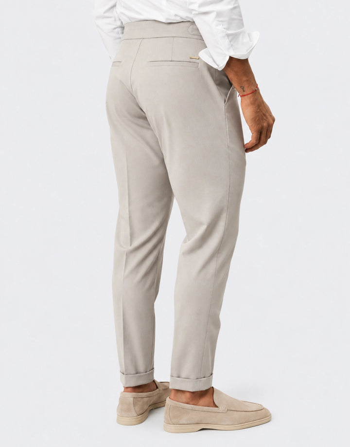 CALÇA SEMI CLÁSSICA COM FIVELA BEGE ZOLF