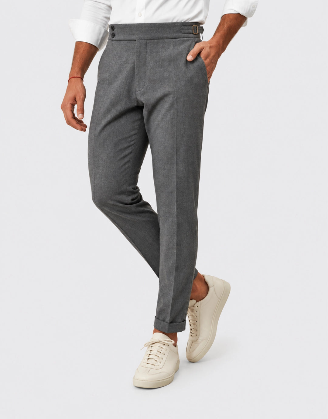 CALÇA SEMI CLÁSSICA COM FIVELA CINZA ZOLF