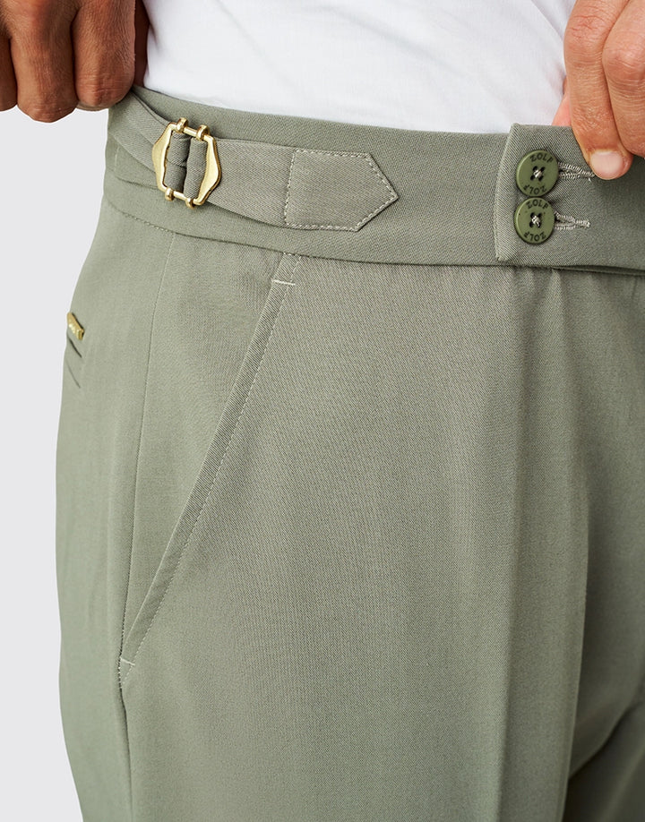 CALÇA SEMI CLÁSSICA COM FIVELA VERDE SECO ZOLF