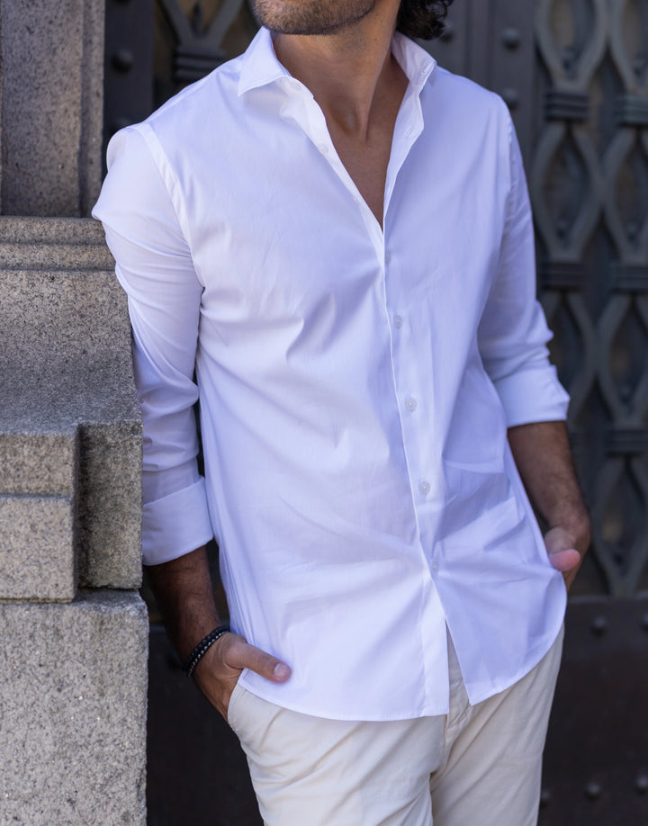 Camisa gola italiana slim fit branca Zolf | Ponto Chic