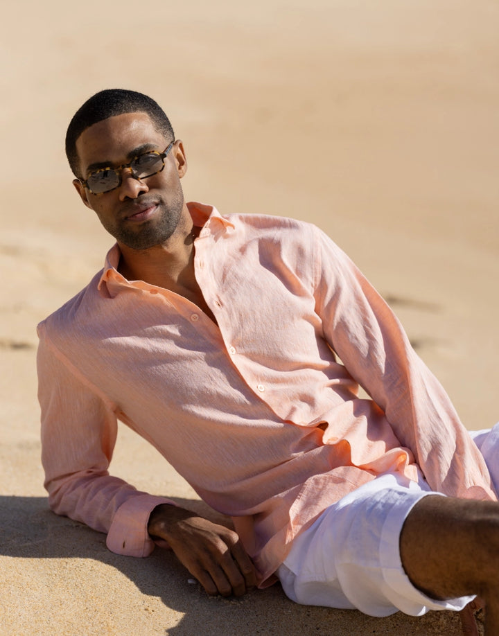 CAMISA DE LINHO GOLA ITALIANA CORAL ZOLF