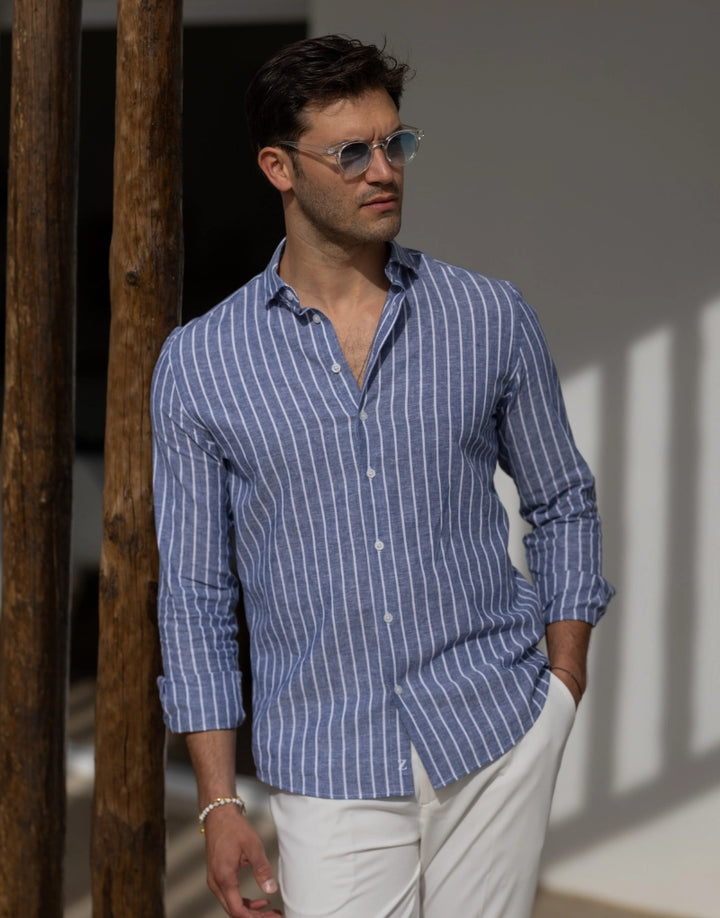CAMISA GOLA ITALIANA DE LINHO COM CONTRASTE ZOLF