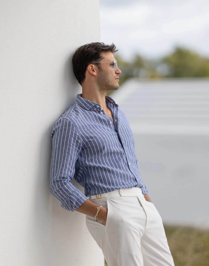 CAMISA GOLA ITALIANA DE LINHO COM CONTRASTE ZOLF