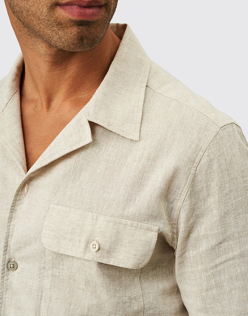 CAMISA DE LINHO COM BOLSOS BEGE ZOLF