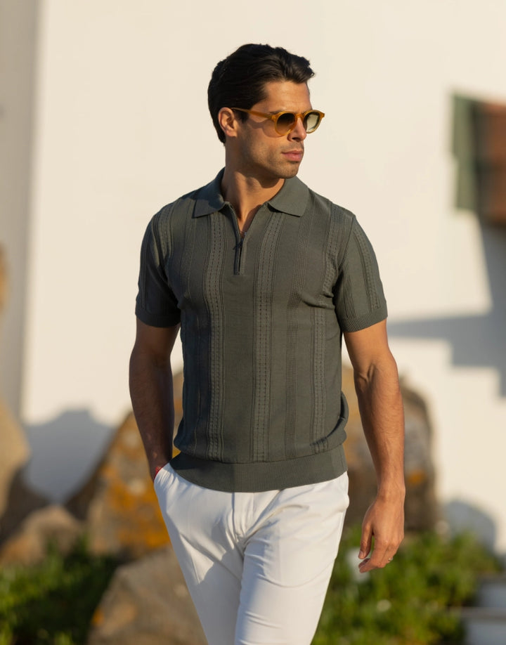 POLO ESTRUTURA COM FECHO VERDE MILITAR ZOLF