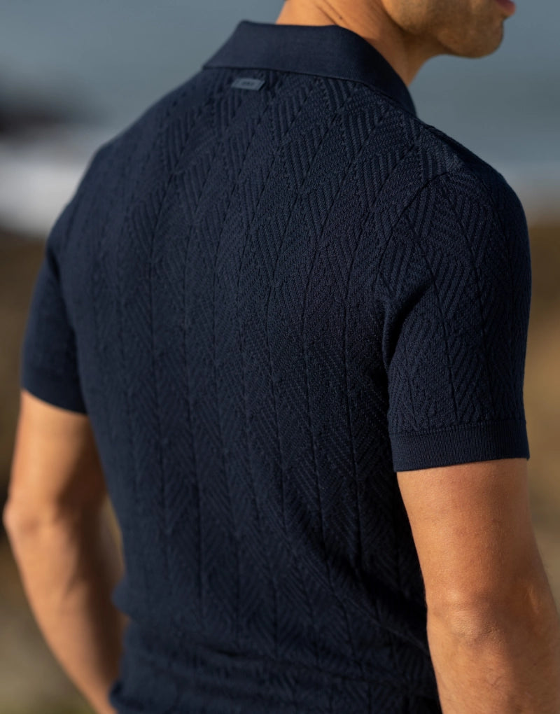 POLO TRICOT ESTRUTURADO COM BOTÕES AZUL ZOLF
