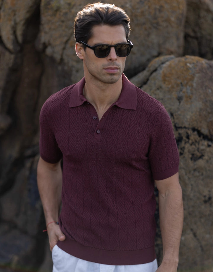 POLO TRICOT ESTRUTURADO COM BOTÕES BORGONHA ZOLF