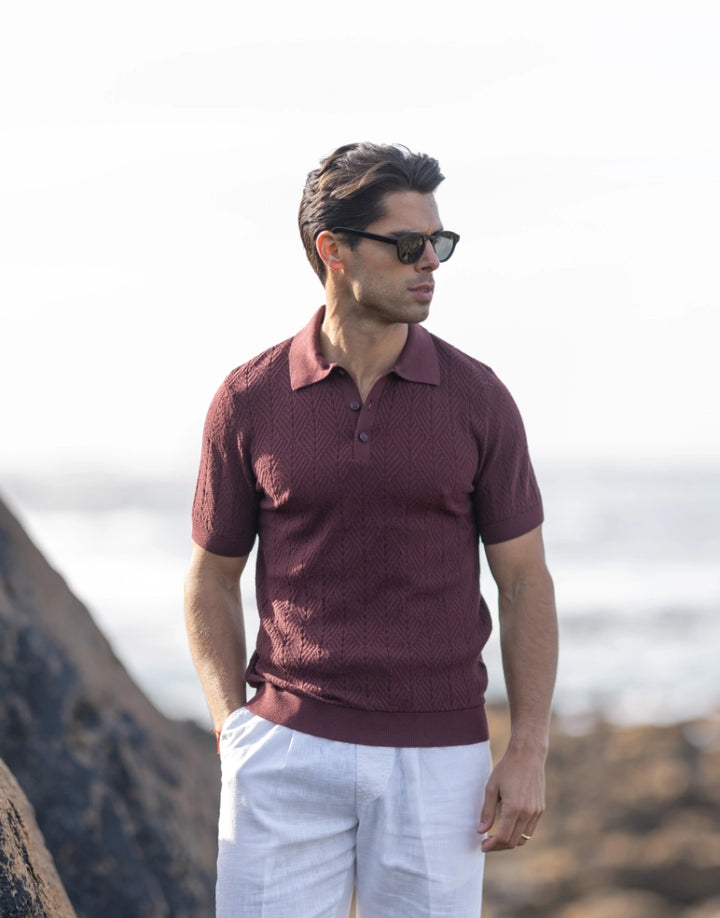 POLO TRICOT ESTRUTURADO COM BOTÕES BORGONHA ZOLF