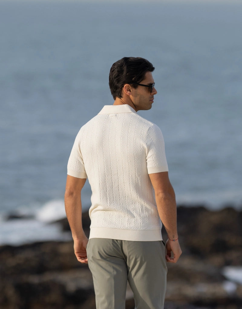 POLO TRICOT ESTRUTURADO COM BOTÕES CRU ZOLF