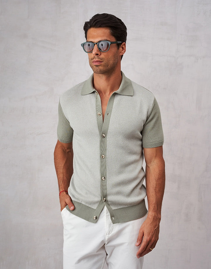 CAMISEIRO TRICOT ESTRUTURA ESPINHA VERDE SECO ZOLF