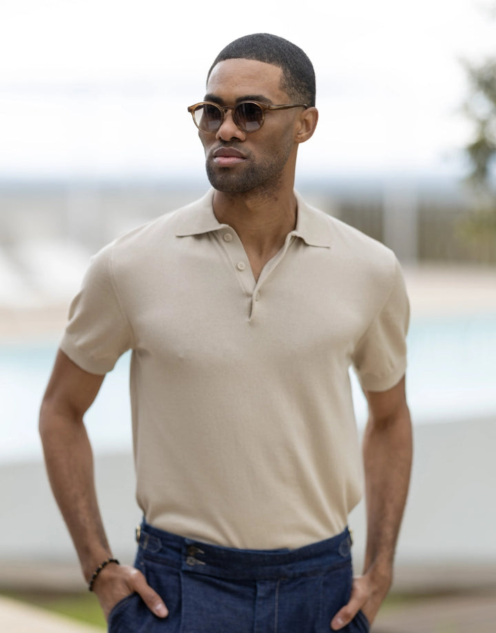 POLO TRICOT MALHA FINA AREIA ZOLF