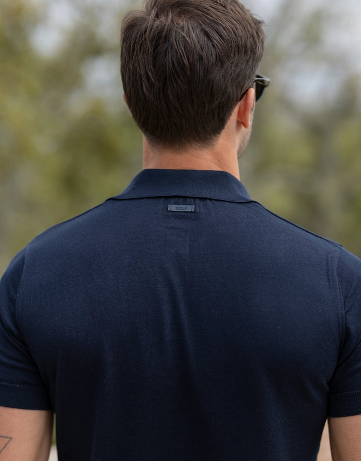 POLO TRICOT MALHA FINA AZUL ZOLF