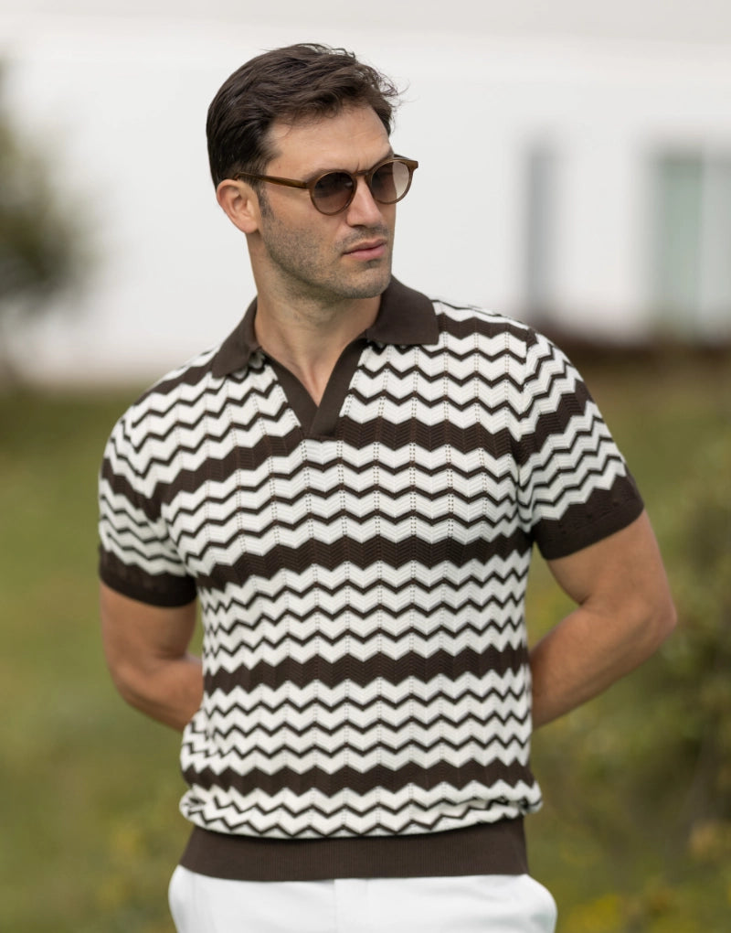 POLO MALHA JACQUARD CACAU ZOLF