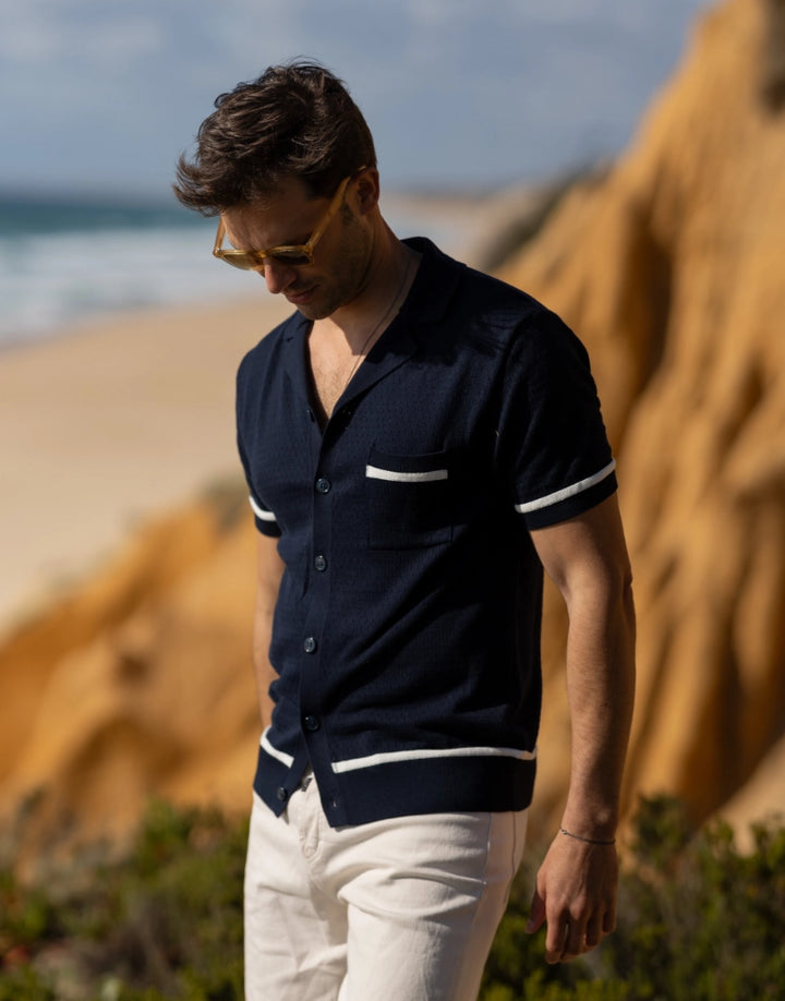 CAMISEIRO TRICOT COM BOLSO AZUL ZOLF
