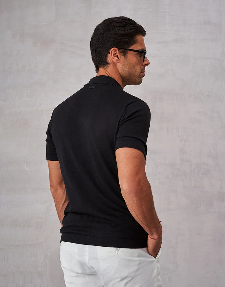 CAMISEIRO TRICOT MALHA FINA PRETO ZOLF