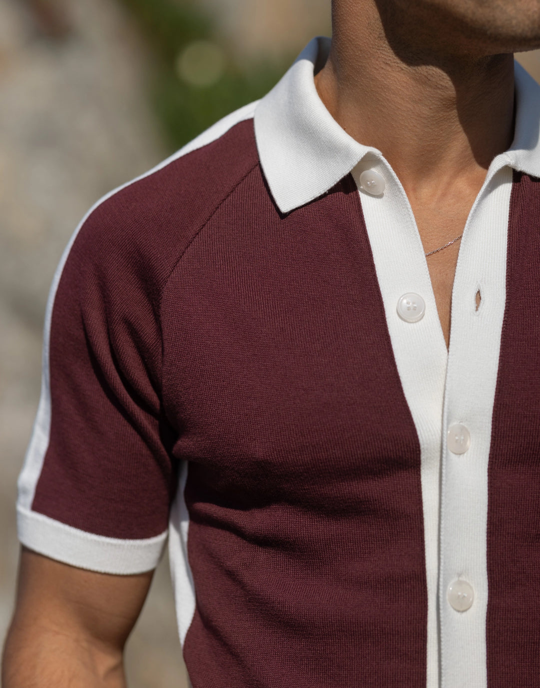CAMISEIRO EM TRICOT BICOLOR BORGONHA ZOLF