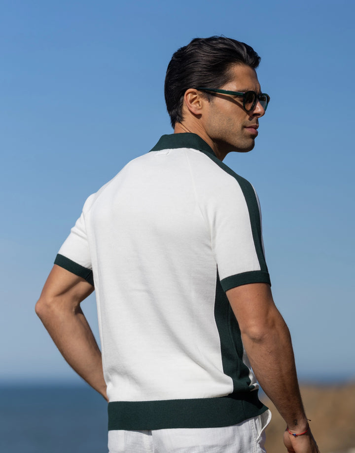 CAMISEIRO EM TRICOT BICOLOR BRANCO ZOLF