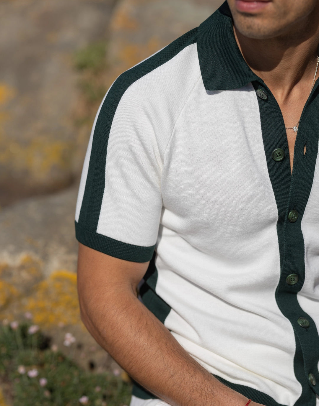 CAMISEIRO EM TRICOT BICOLOR BRANCO ZOLF