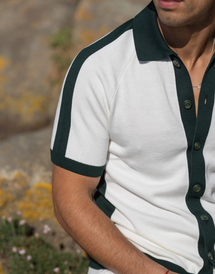 CAMISEIRO EM TRICOT BICOLOR BRANCO ZOLF