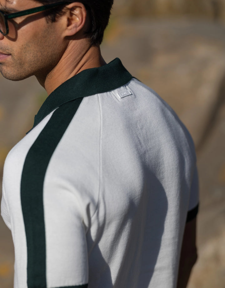CAMISEIRO EM TRICOT BICOLOR BRANCO ZOLF