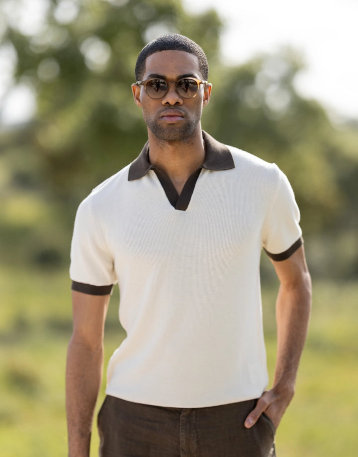 POLO TRICOT TEXTURA BICOLOR CRU ZOLF
