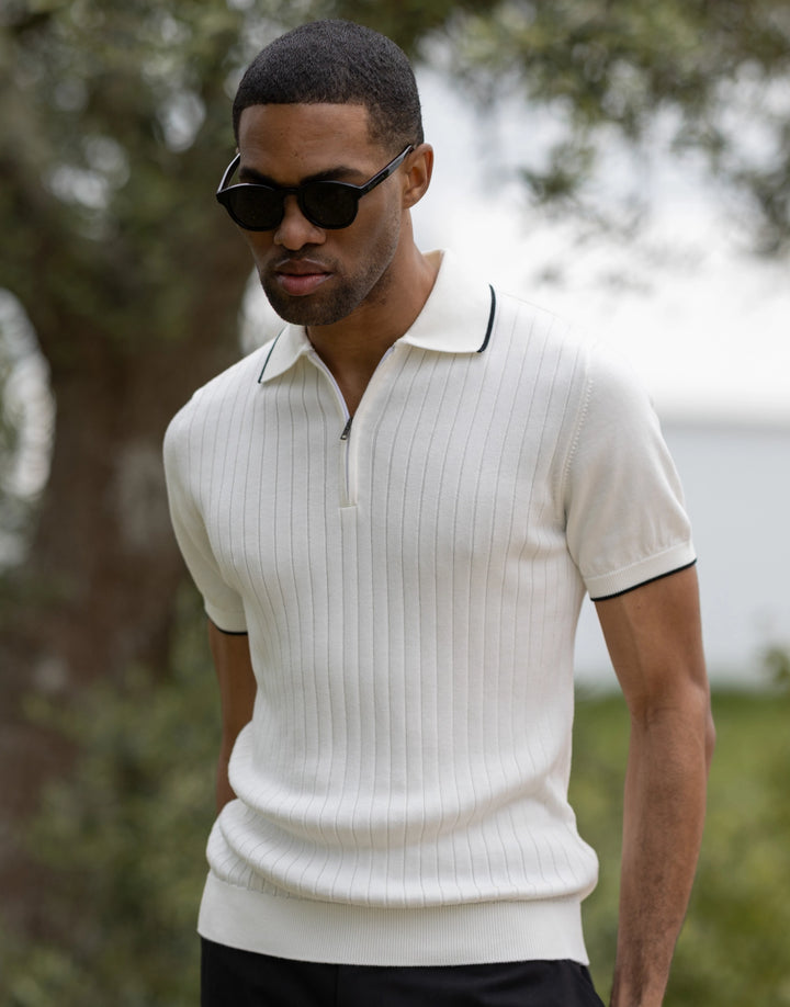 POLO TRICOT FALSO LISO COM FECHO BRANCO ZOLF
