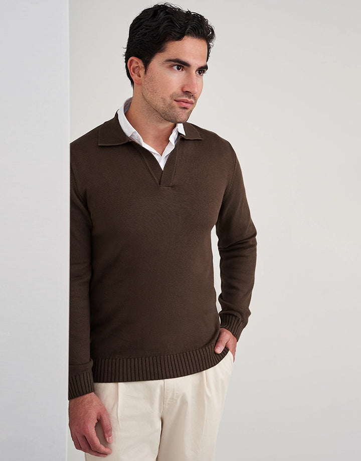 POLO TRICOT DECOTE V CASTANHO ZOLF