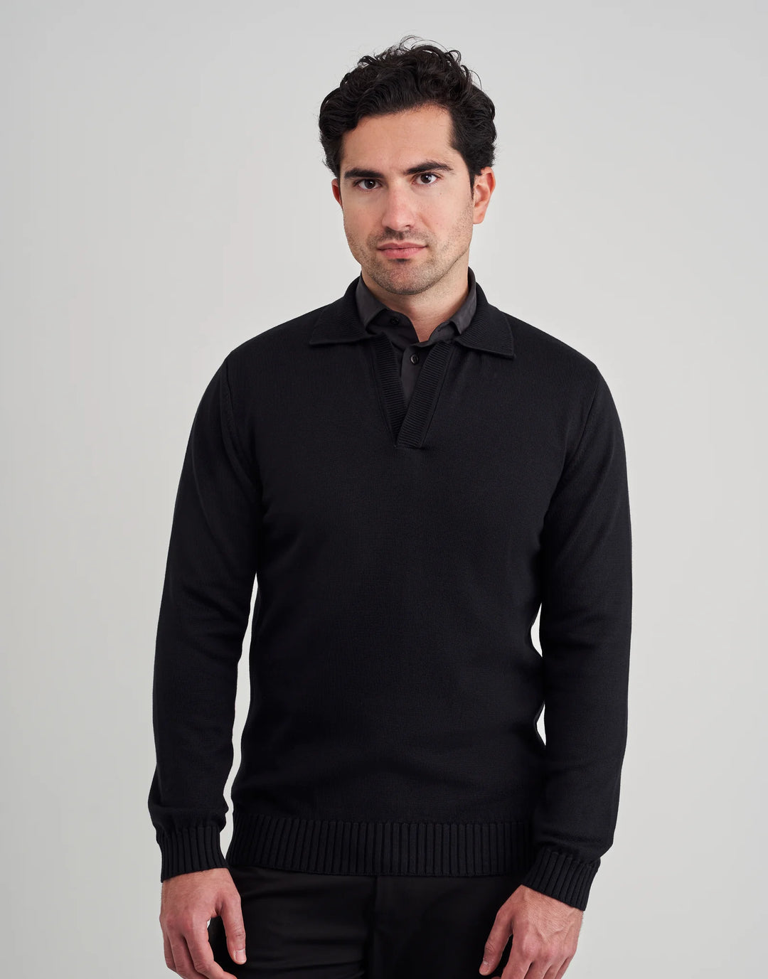 POLO TRICOT DECOTE V PRETO ZOLF