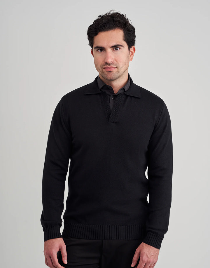 POLO TRICOT DECOTE V PRETO ZOLF